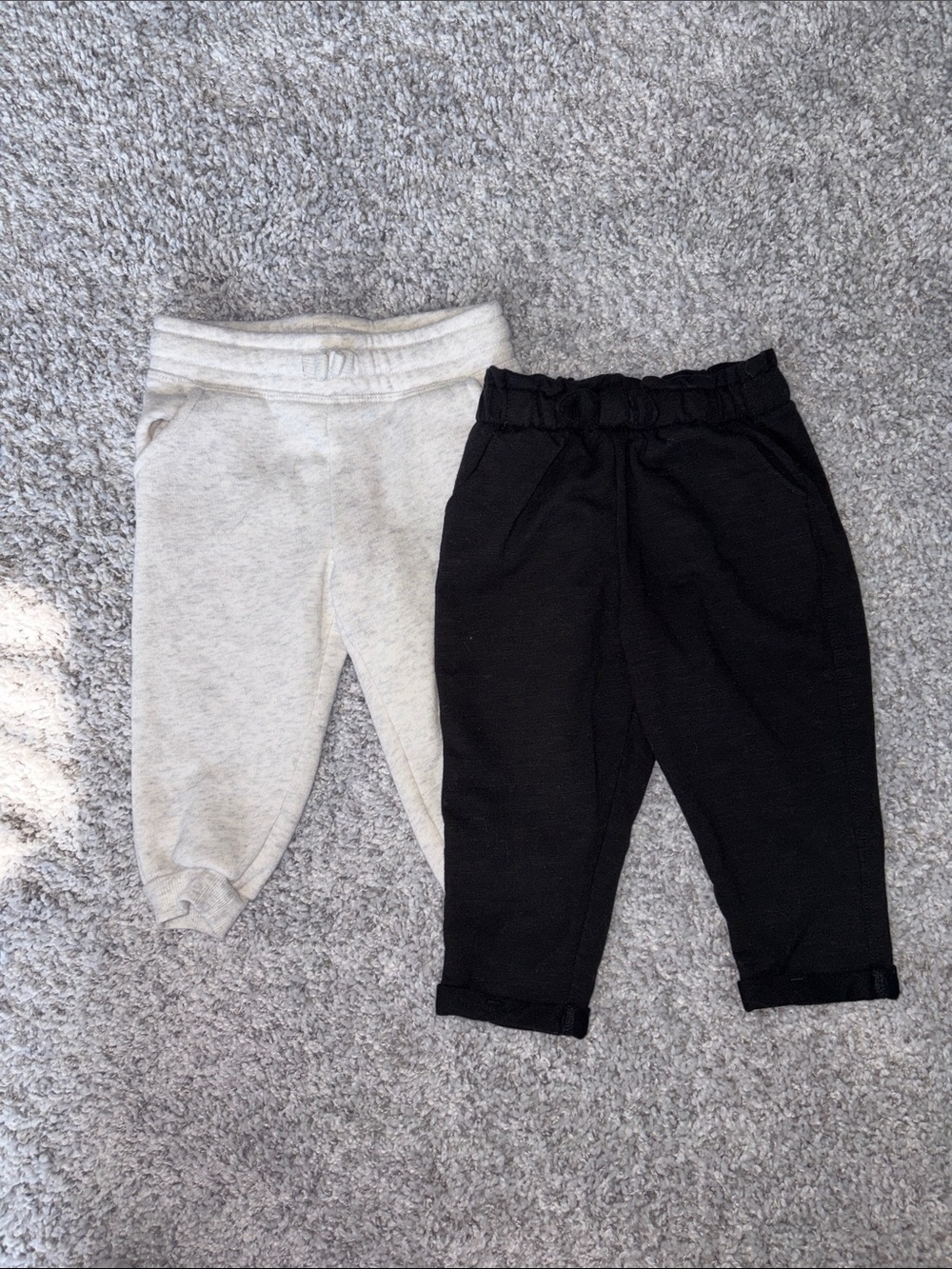 Baby girl Black and Light Gray Jogger Pants - Comfortable Everyday Bottoms